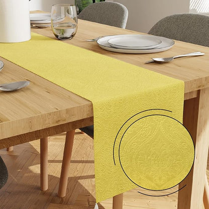 Encasa XO Table Runner, Embossed Velvet, Elegant 13"x72" | Pale Lime, 175 GSM by EncasaXO