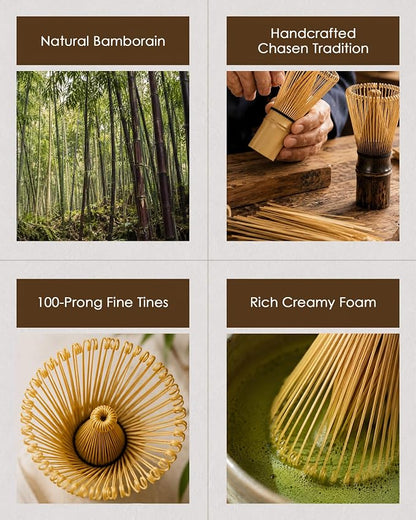 Matcha Whisk Set of 2, 100-Prong Bamboo Chasen, Dual Whisks - Image 2
