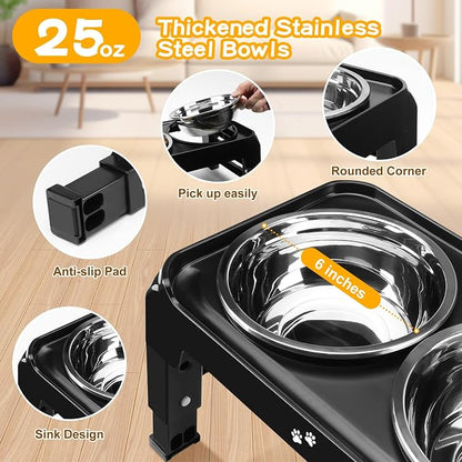COMESOON Elevated Dog Bowls for Small Medium Dogs, 3 Height Adjustable Raised - Image 3