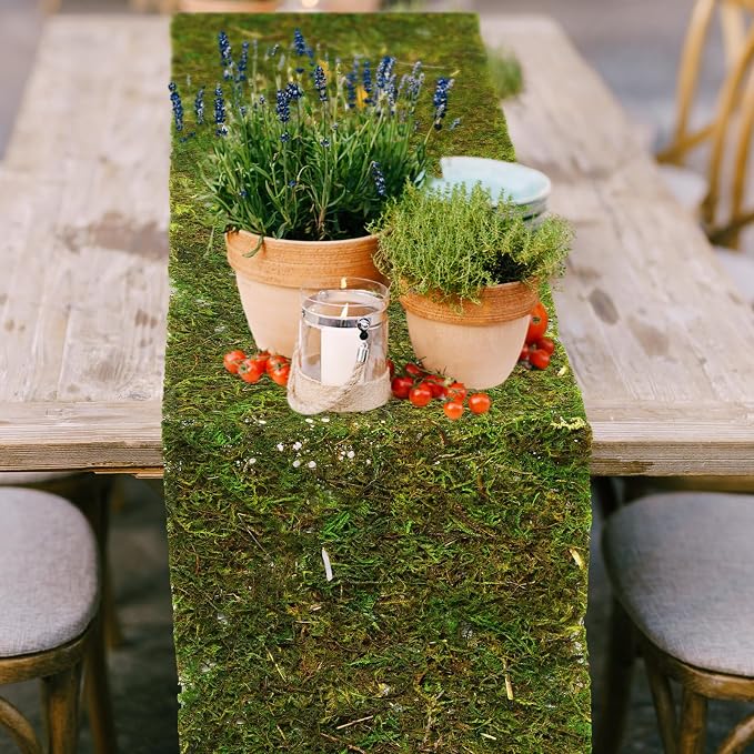 Dried Moss Table Runner Preserved Moss Mat Artificial Green Moss Roll - Image 5