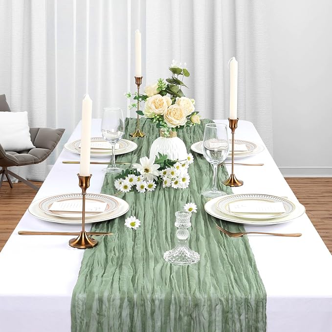 6 Pack Sage Green Cheesecloth Table Runner 10Ft Gauze Cheese Cloth Table Runner - Image 3