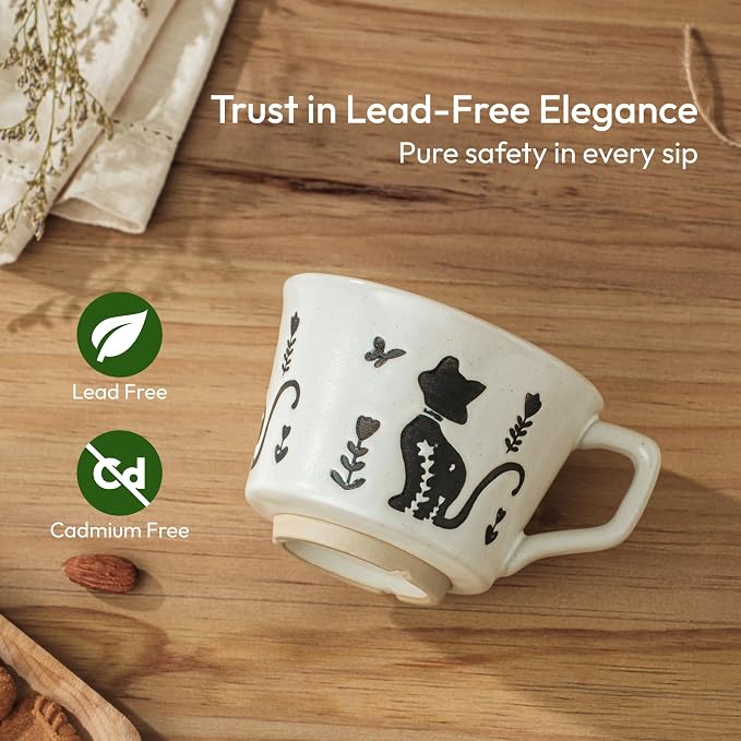 11 oz Ceramic Coffee Mug, Stoneware Teacup - Image 4