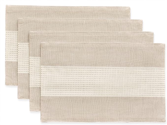 Wracra Linen Placemats, 12 x 18 Inch Set of 4 Placemats, Farmhouse Macrame by Wracra