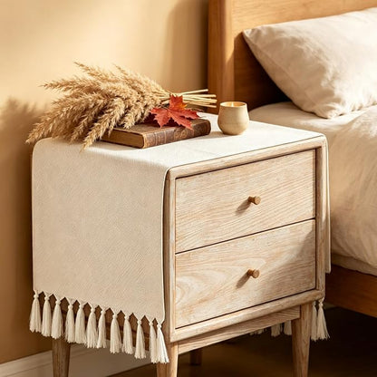 Nightstand Cover 13 x 36 Inch Cream Boho Dresser Cover Top | Short Farmhouse - Image 5