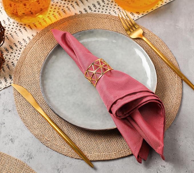 14K Gold Napkin Rings Set of 12, Metal Napkins Rings Holder Buckles - Image 6
