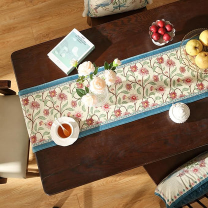 Patdrea Designer Elegant Velvet Table Runner, Colorful Floral Pattern, - Image 7