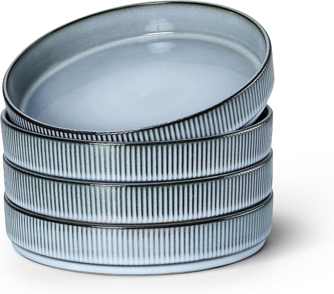 E-far Pasta Bowls Set of 4, 35oz Large Salad Bowl Plate by E-far