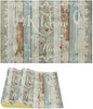 Vintage Farmhouse Placemat Set, Green Blue Rustic Wooden Plank Art Sketch Cutlery Knife Fork Inspirational Quotes Pattern Home Decor Linen Table Mats for Dining Room Kitchen Party (17x12in) x2P