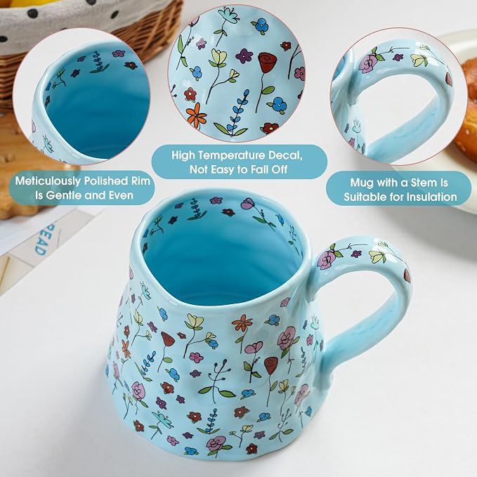 Ceramic Coffee Mug, 20oz Blue Large Mugs - Image 3