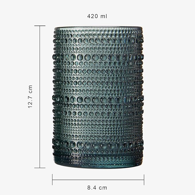 Khen Hobnail Beaded Highball Drinking Tumbler Glasses | Set of 6 | Color - Image 5