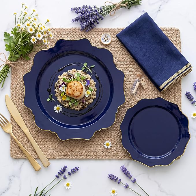 50PCS Navy Blue Disposable Plates Fancy Blue Plates - Image 6