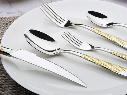 Gold Silverware Set 20-Piece Stainless Steel Flatware Cutlery Set | Service - Image 5