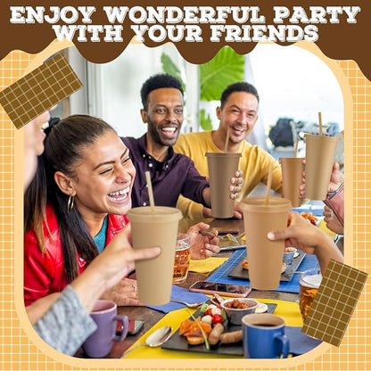 Skylety 12 Pcs Brown Plastic Cups - Image 6