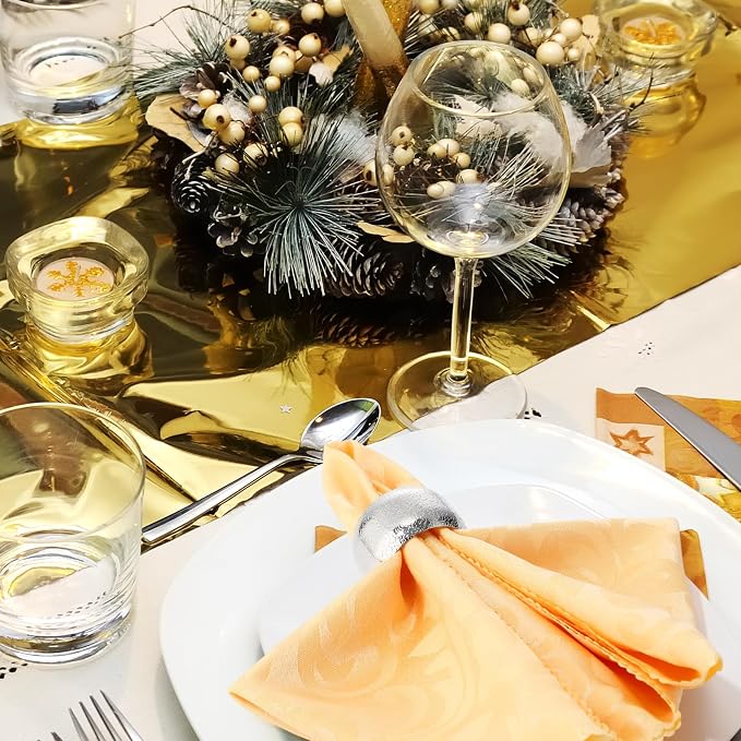 Lallisa 24 Pcs Silver Napkin Rings Bulk Metal Classic Napkin Ring Holders - Image 5