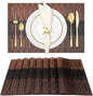 Winknowl Placemats Set of 8, Heat Resistant Non-Slip Vinyl Woven Table Mats for Dining Table, Washable Durable Elegant Place Mats for Kitchen Indoor/Outdoor Use (Coffee)
