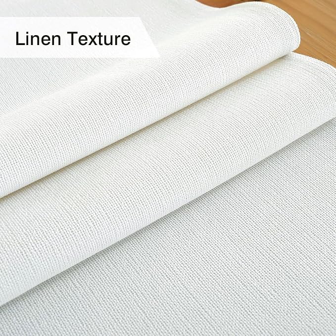 Laolitou White Table Runners 90 Inches Long, Burlap Linen Texture Farmhouse - Image 3