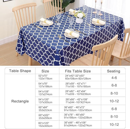 Smiry Square Table Cloth, Waterproof Vinyl Tablecloth with Flannel Backing for Square Tables, Wipeable Spillproof Plastic Tablecloths for Dining, Camping, Indoor and Outdoor (70"x70", Navy)