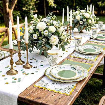 NatNarr 150 Pcs Sage Green Party Plates And Napkins Set - Image 4
