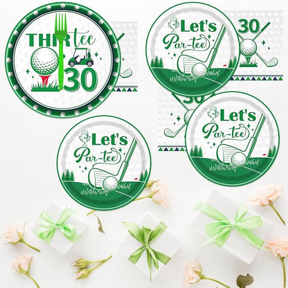 Rakuto Golf 30th Birthday Party Decorations 96PCS Plates Napkins Forks | Golf - Image 7