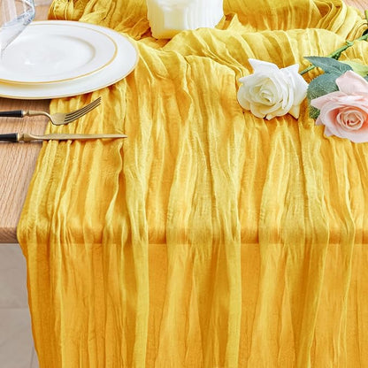 Cheesecloth Table Runner Gold 10FT Boho Gauze Runner by Wokceer