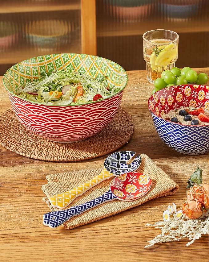 Metahom 9" Ceramic Salad Servers, Cooking and Stirring, Dishwasher & Microwave - Image 3