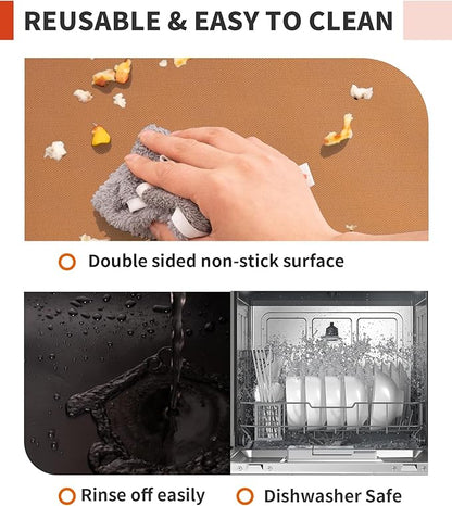 3 Pack Oven Liners for Bottom of Oven, 17x25" Large Heavy Duty Non-Stick Reusable Oven Mat for Electric, Gas, Toaster & Convection Ovens - BPA & PFOA Free, Dishwasher Safe, Kitchen Essentials, Copper