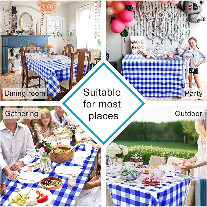 54 x 80 Inch Checkered Tablecloth Rectangle - Image 2