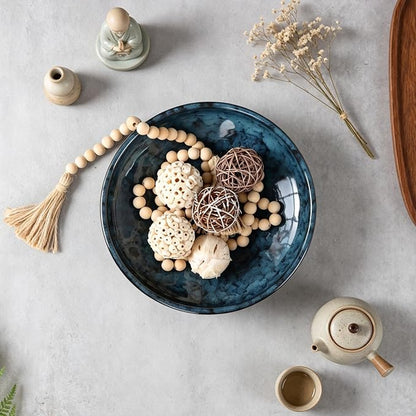 Ceramic Fruit Bowl for Kitchen Counter, Decorative Pedestal Bowl for Table - Image 2