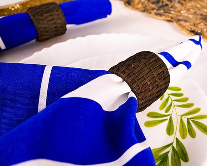 Woven Napkin Rings Set of 12, Handmade Cane Fall Napkin Rings Holders, Natural - Image 5