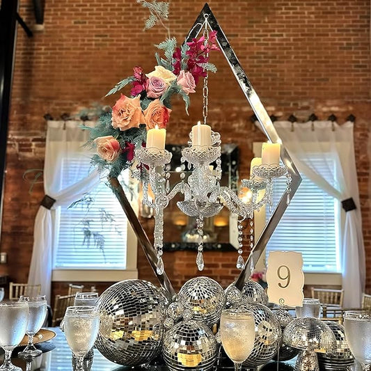 4PCS Elegant Metal Diamond Candle Holder - European Wedding Table Decor, Romantic Candle Stand for Western Dining, Perfect Wedding Prop & Home Decoration