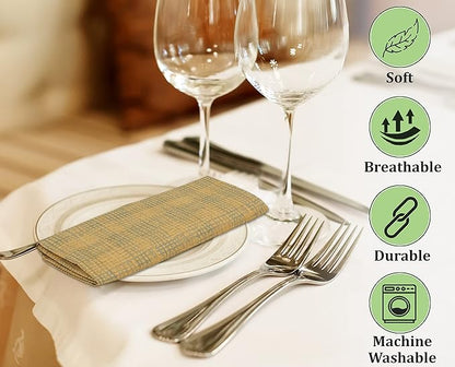 RUVANTI Cloth Napkins Set of 12 Cotton 100%, 18x18 Inches Napkins Cloth Washable, Soft, Absorbent. Cotton Napkins for Parties, Christmas, Thanksgiving, Weddings, Dinner Napkins Cloth - Wet Net