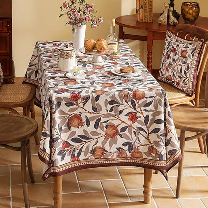patdrea Designer Linen Small Square Tablecloth,Fall Framhouse French Pomegranates Leaves Pattern Tablecloths,Table Cover Cloth Decor for Kitchen Dining Christmas,Thanksgiving,55"x55"-Tehran a