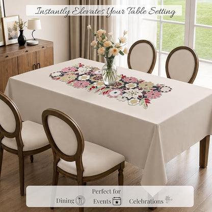 Floral Beaded Table Runner, 13x36 | Handcrafted glass beads, polyester backing - Image 5
