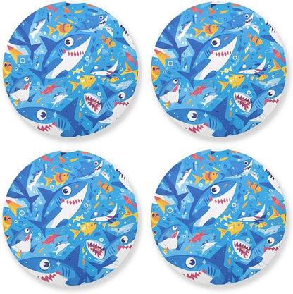 Ocean Shark Masco Absorbent Drink Coaster 4 Pcs Corkboard Placemats Kitchen Hot by KLL