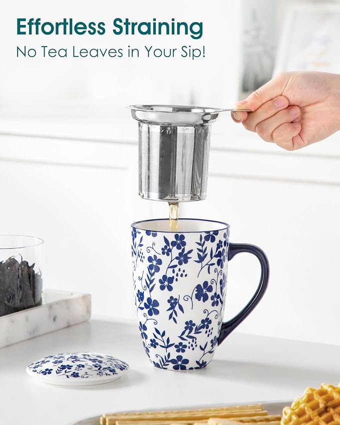 vancasso SELENE Porcelain Tea Mug, 18 oz Porcelain Tea Cup - Image 7