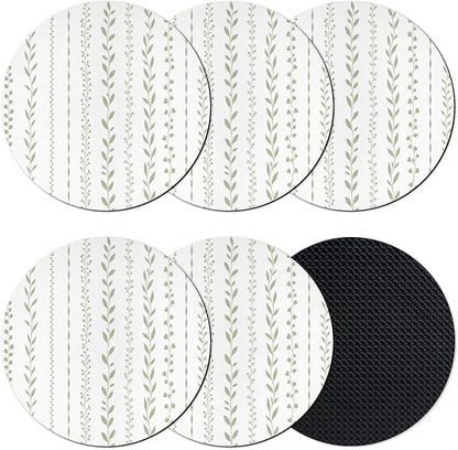 Spring Botanical Coasters Set of 6, Absorbent Coasters by Unknown