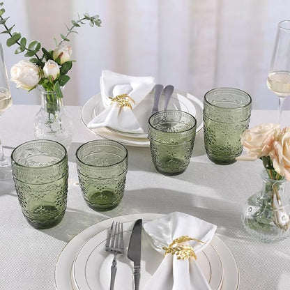 abrwyy Green Drinking Glasses, Vintage Glassware, 14oz Green Glass Cups | - Image 3