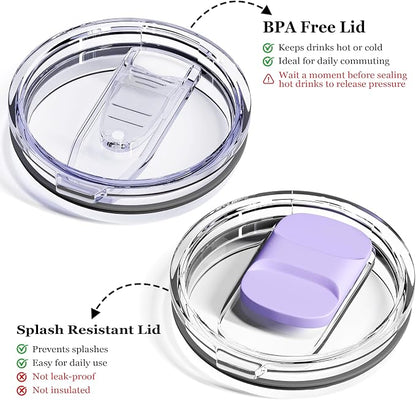 12oz Insulated Coffee Mug with Lid – Includes Two Lids, Stainless Steel Coffee - Image 3