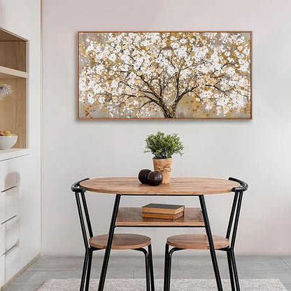 Framed Wall Art Print Gold Tree Of Life Modern Artwork Canvas Painting Gold Tree Pictures Wall Art Decor For Living Room Bedroom Dining Room Home Office Decor 20" X 40"