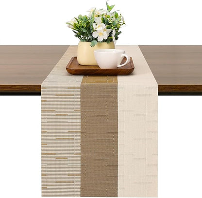 Table Runner 71 Inches Long, Vinyl Woven Farmhouse Table Runners | Washable by Chitomars