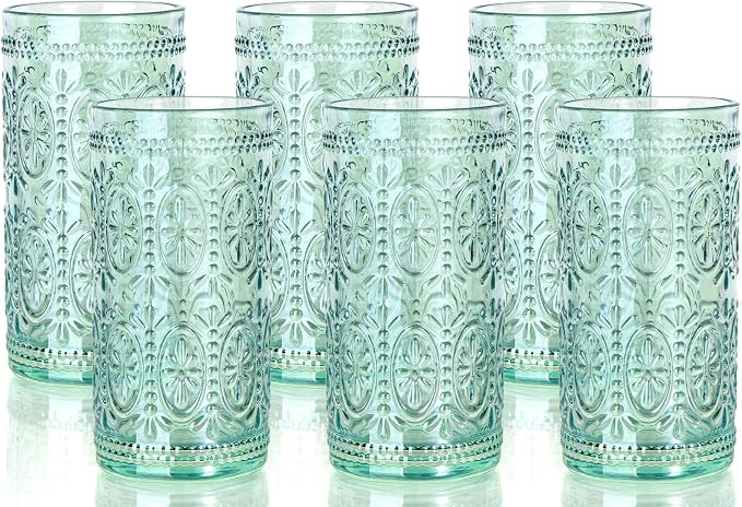 Darlion Green Glassware, Vintage Drinking Glasses, 12oz Highball Glasses | by PurchaseNow
