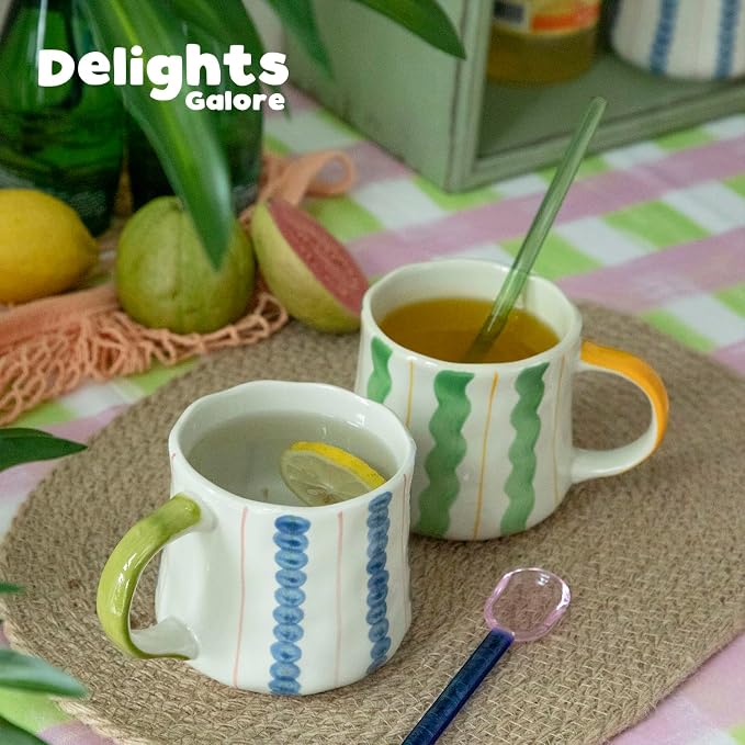 Striped Ceramic Coffee Mug Set of 4 - Image 5