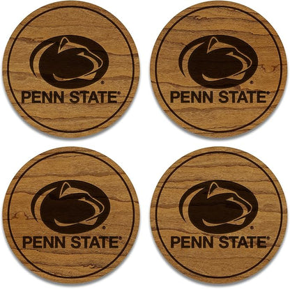 LazerEdge Penn State Nittany Lions Wooden Coaster Set - Cherry Wood - Officially Licensed Product - 4-Pack