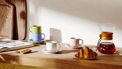 Oak Espresso Cups Set of 4, 3 oz Demitasse Cups, Modern Style, Microwave & - Image 4