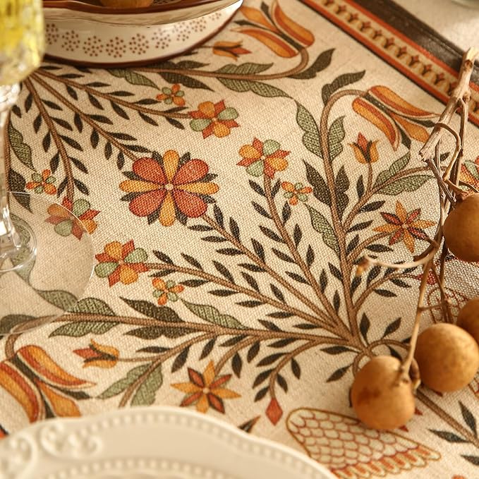 bilin gaier Designer French Linen Extra Long Table Runner, Floral Pattern - Image 9