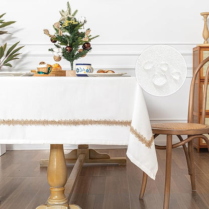 MYSKY HOME Table Cloth for Rectangular, Waterproof Tablecloth, Soft Cotton Indoor/Outdoor Tablecloths, Wrinkle Free Table Cloth Heavy Duty Rectangle Table Cloths for Parties & Dining Use, 55"X55"