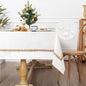 MYSKY HOME Rectangular Table Cloth, 55"X102", Waterproof, Soft Cotton Indoor/Outdoor, Wrinkle Free, Heavy Duty, Floral Pattern, Rustic/Farmhouse Style, Tassel Embellishment, Fits 8-10 Seats
