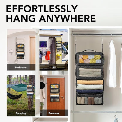 Suitcase Organizer, Travel Luggage Organizer Hanging Shelves Packing Cube Closet/Collapsible Portable Travel Organizer for Carry-on