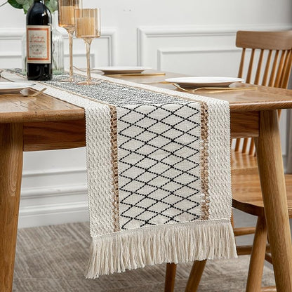 Table Runner Linear End, Boho Style by BohoSytleDecorativeforLivingRoom