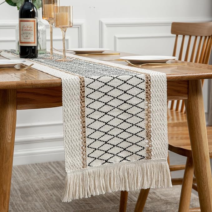 Table Runner Linear End, Boho Style by BohoSytleDecorativeforLivingRoom